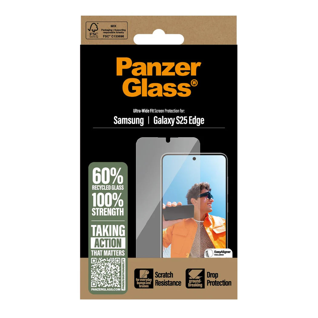 PanzerGlass Samsung Galaxy S25 Edge - Ultra-Wide Fit Case Friendly Full Screen Αντιχαρακτικό Γυαλί Οθόνης - Διάφανο