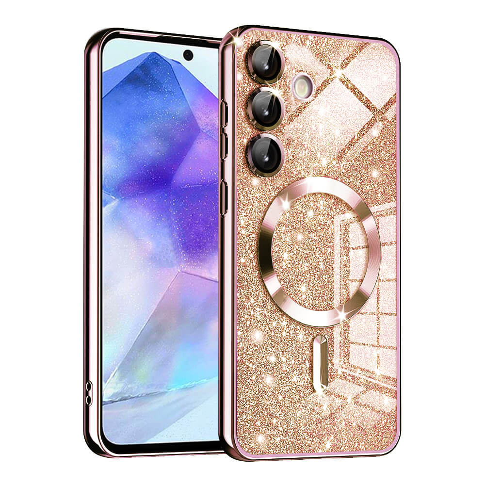 Techsuit Samsung Galaxy A55 5G - Luxury Glitter MagSafe - Θήκη Σιλικόνης - Rose Gold