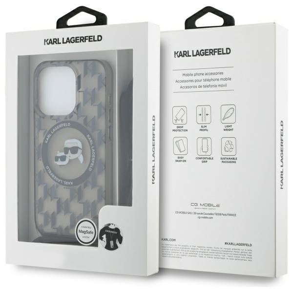 Karl Lagerfeld iPhone 16 Pro - IML Crossbody Monogram Karl and Choupette Head - MagSafe Σκληρή Θήκη με Πλαίσιο Σιλικόνης και Λουράκι - Black - KLHMP16LHCKCKLCK