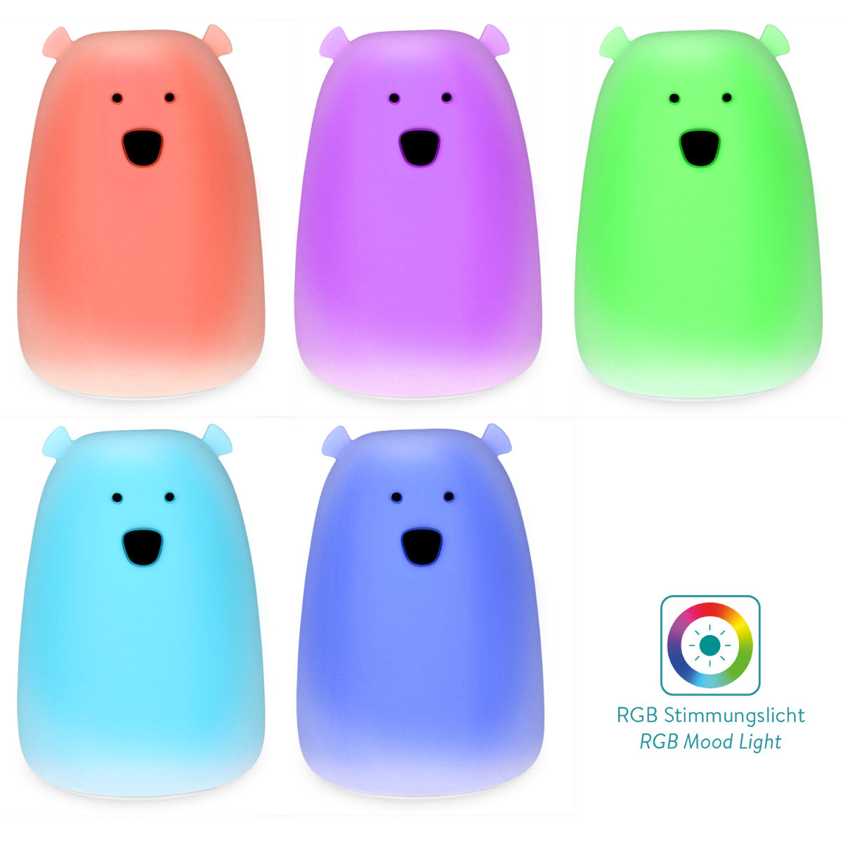 Navaris LED Bear Night Light RGB - Παιδικό Νυχτερινό Φως με Αλλαγή Χρωμάτων και Τηλεχειριστήριο - White - 45189.02