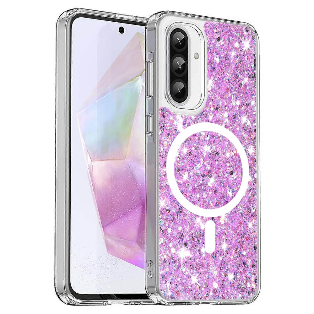 Techsuit Samsung Galaxy A36 5G / A56 5G - MagSafe - Sparkly Glitter - Σκληρή Θήκη με Πλαίσιο Σιλικόνης - Magenta