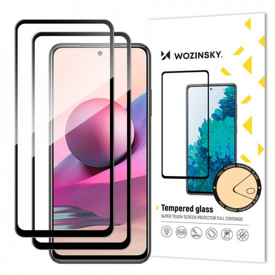 Wozinsky Xiaomi Redmi Note 10 / Note 10s / Poco M5s 9H Case Friendly Full Screen Full Glue Tempered Glass Αντιχαρακτικό Γυαλί Οθόνης - 2 Τεμάχια - Black