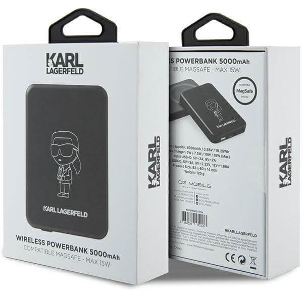 Karl Lagerfeld PowerBank - MagSafe NFT Outline Ikonik - 5000 mAh - Black - KLPBM5KIOTTGK