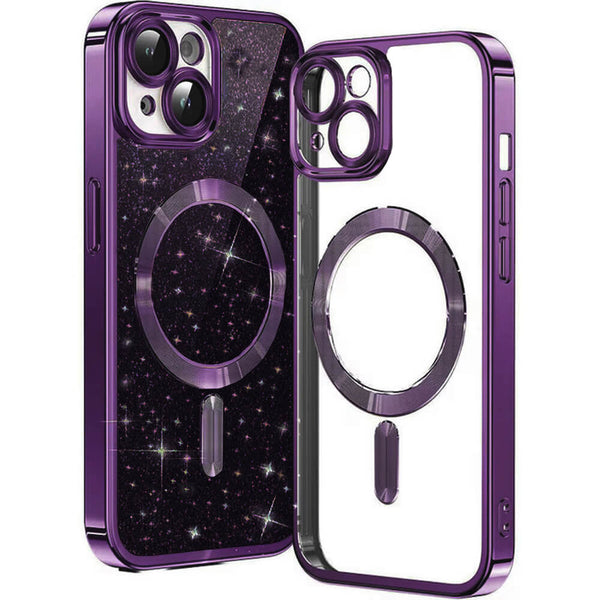 Techsuit iPhone 15 Plus - MagSafe - Luxury Glitter - Θήκη Σιλικόνης - Deep Purple - likebrands.gr