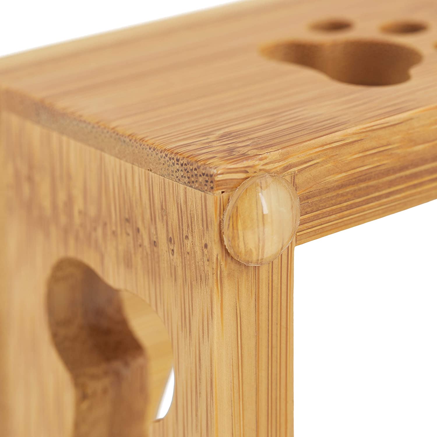 Relaxdays Σετ με 2 Κεραμικά Μπολ σε Βάση από Μπαμπού για Κατοικίδια - 180 ml - Natural - 4052025916114