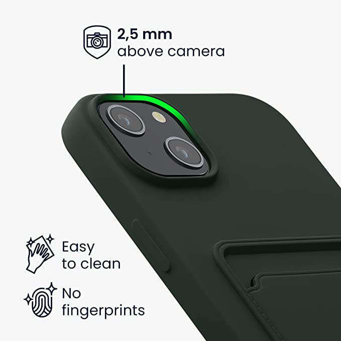 KW iPhone 14 Plus Θήκη Σιλικόνης TPU με Υποδοχή για Κάρτα - Dark Green - 59113.80
