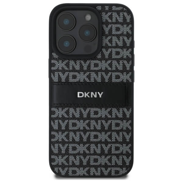 DKNY iPhone 16 Pro Max - Texture Pattern Tonal Stripe - Σκληρή Θήκη με Επένδυση Συνθετικού Δέρματος - Black