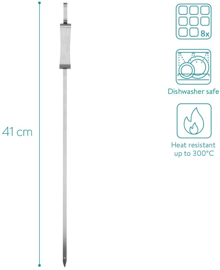 Navaris Σετ με 8 Σουβλάκια Μπάρμπεκιου από Ανοξείδωτο Ατσάλι - 41cm - Silver - 49077.01
