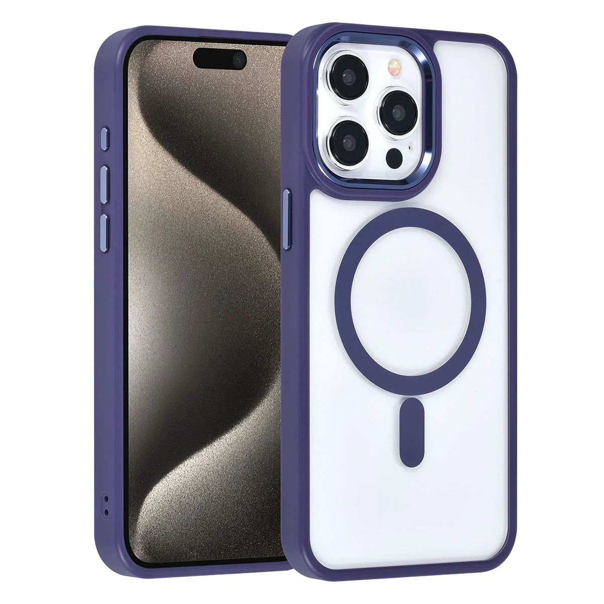 Tuniq iPhone 15 Pro Max - MagSafe Σκληρή Θήκη με Πλαίσιο Σιλικόνης - Μοβ / Διάφανη