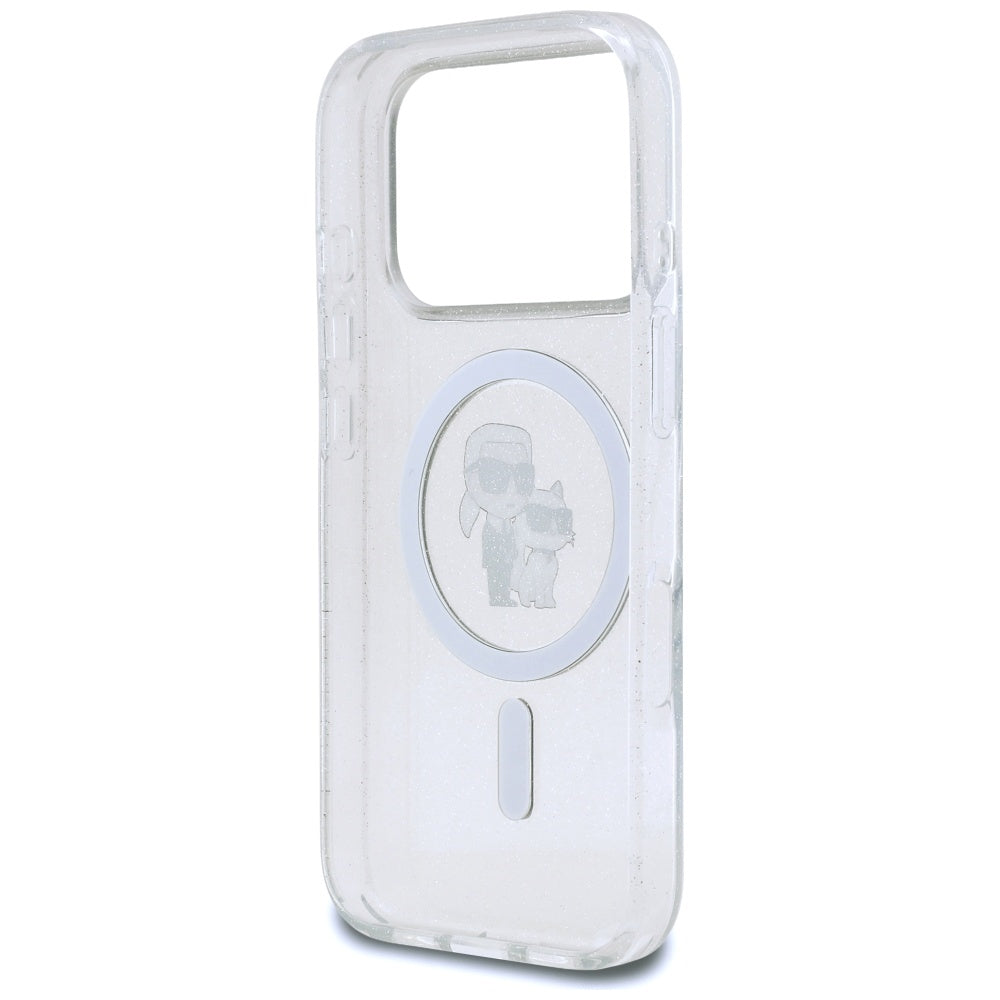 Karl Lagerfeld iPhone 17 Pro - IML Karl Choupette Glitter MagSafe - Σκληρή Θήκη με Πλαίσιο Σιλικόνης - Clear - KLHMP17LHGKCNOT