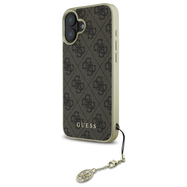 Guess iPhone 16 - 4G Charms Collection - Θήκη με Επένδυση Συνθετικού Δέρματος - Brown - GUHCP16SGF4GBR