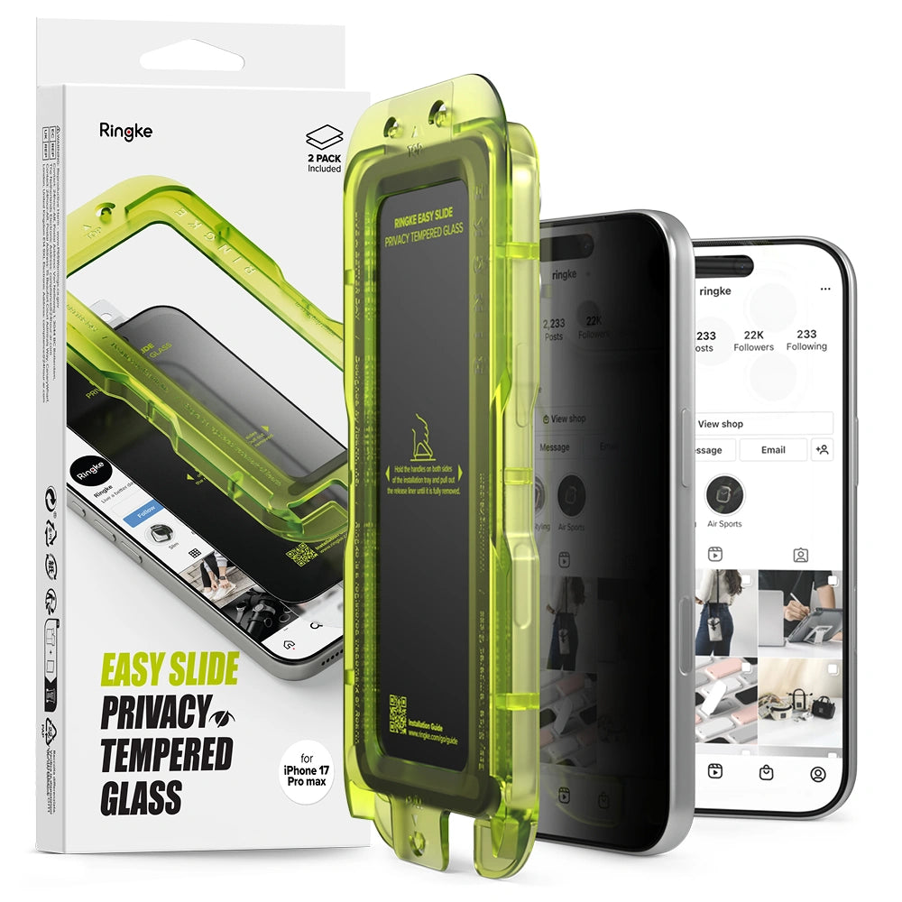 Ringke iPhone 17 Pro - Easy Slide - Αντιχαρακτικό Γυαλί Οθόνης - 2 Τεμάχια - Privacy