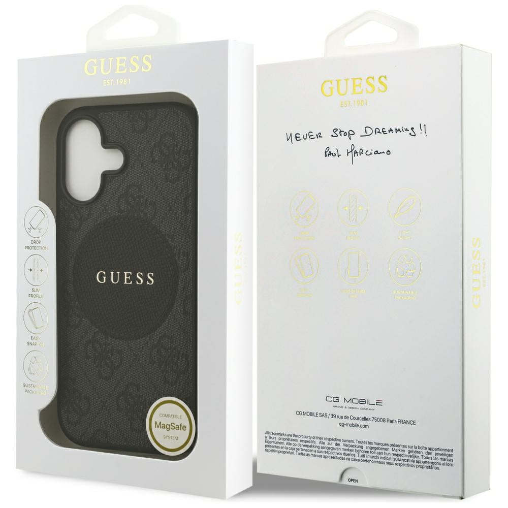 Guess iPhone 17 - 4G Circle Classic Logo MagSafe - Θήκη με Επένδυση Συνθετικού Δέρματος - Black - GUHMP17SP4PGRSGK