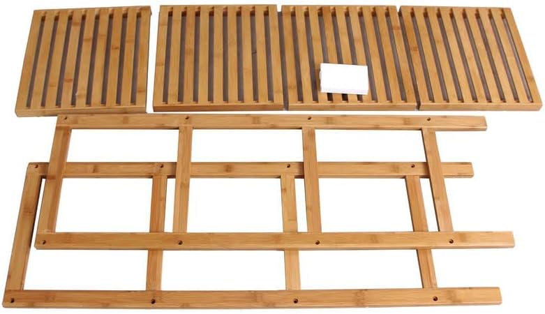 Songmics Ραφιέρα Μπάνιου / Κουζίνας από Μπαμπού με 4 Ράφια - 33 x 33 x 98 cm - Natural - BCB54Y