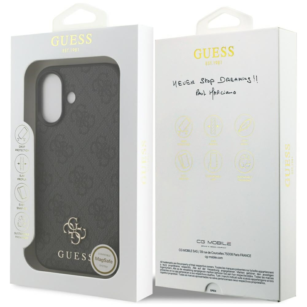 Guess iPhone 17 - 4G Small Classic Logo MagSafe - Σκληρή Θήκη με Πλαίσιο Σιλικόνης και Επένδυση Συνθετικού Δέρματος - Black - GUHMP17SP4SM4MK