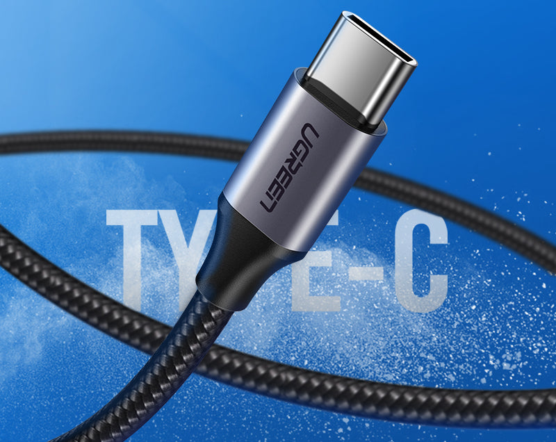 Ugreen Nickel-Plated Cable Type-C 3A - Καλώδιο Γρήγορης Φόρτισης Type-C 1m - Black