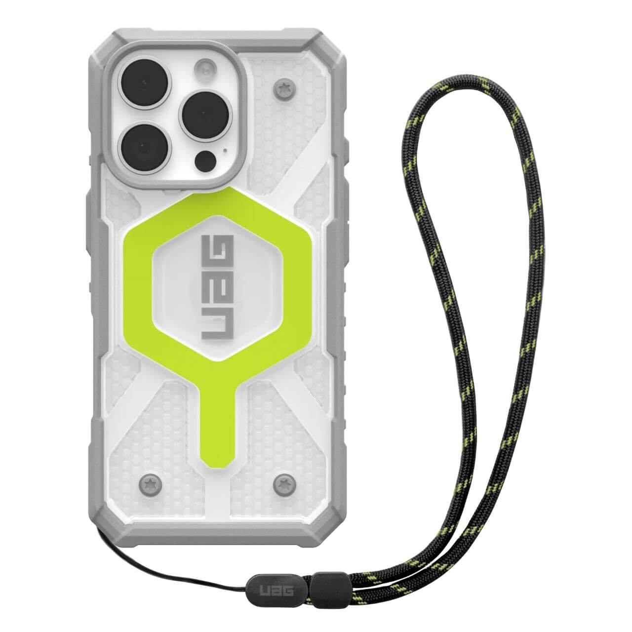 UAG iPhone 16 Pro Pathfinder Clear MagSafe Σκληρή Θήκη με Λουράκι και MagSafe - Active Neon Lanyard