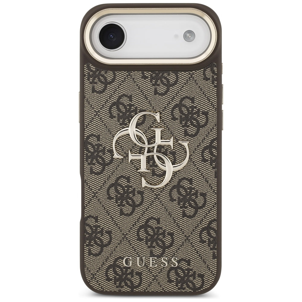 Guess iPhone Air - 4G Big 4G Classic Logo - Σκληρή Θήκη με Πλαίσιο Σιλικόνης και Επένδυση από Οικολογικό Δέρμα - Brown / Gold - GUHCP17M4GMGCBR