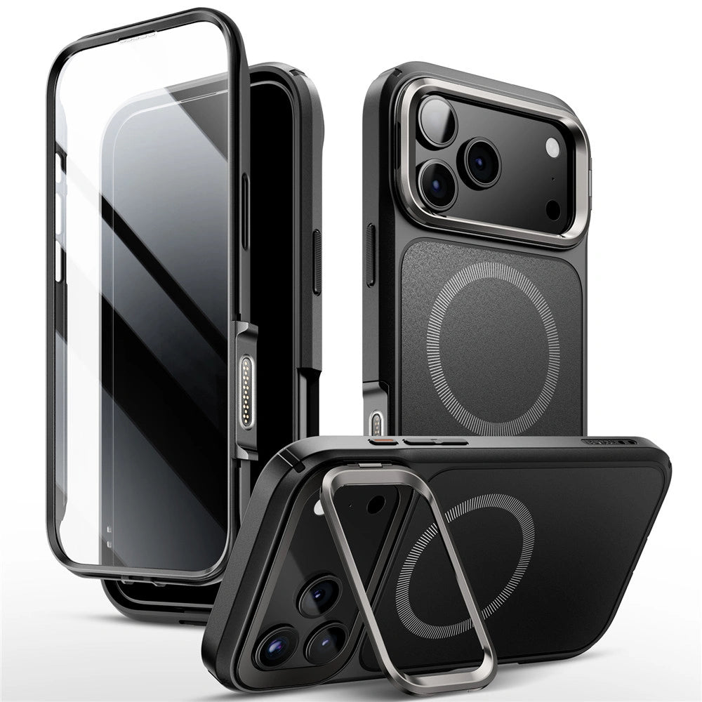 Supcase iPhone 17 Pro Max - IBLSN Ares Flip Mag - MagSafe Σκληρή Θήκη με Πλαίσιο Σιλικόνης και Προστασία Οθόνης και Stand - Black