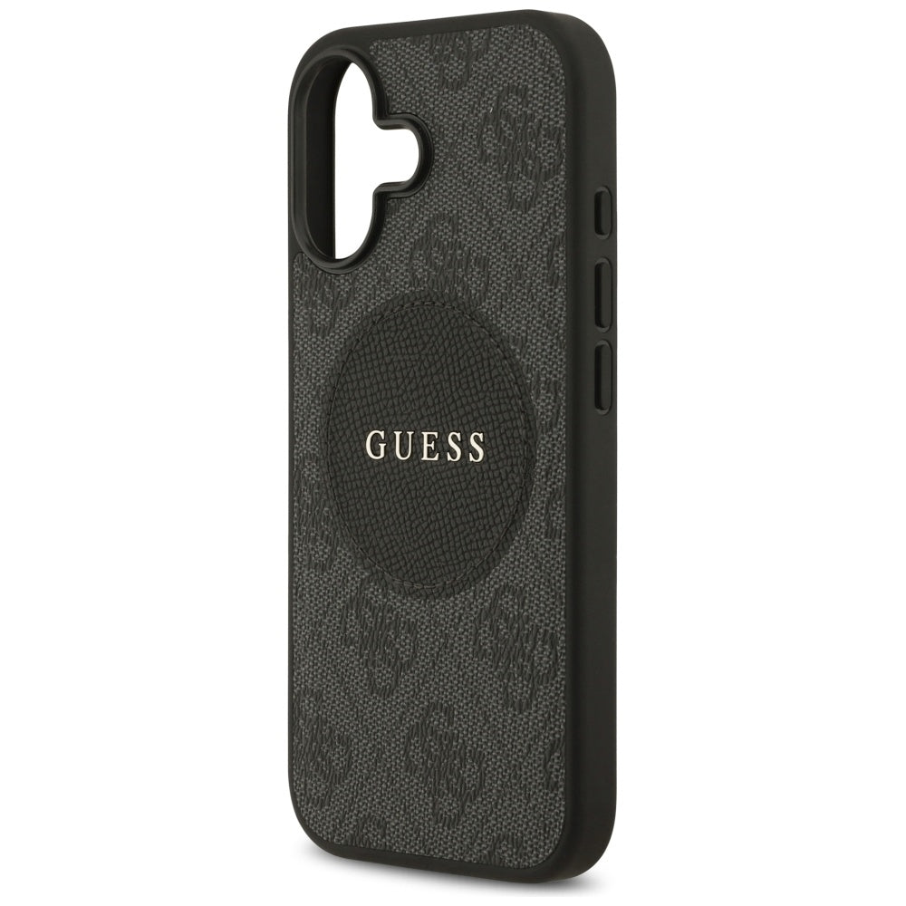 Guess iPhone 17 - 4G Circle Classic Logo MagSafe - Θήκη με Επένδυση Συνθετικού Δέρματος - Black - GUHMP17SP4PGRSGK