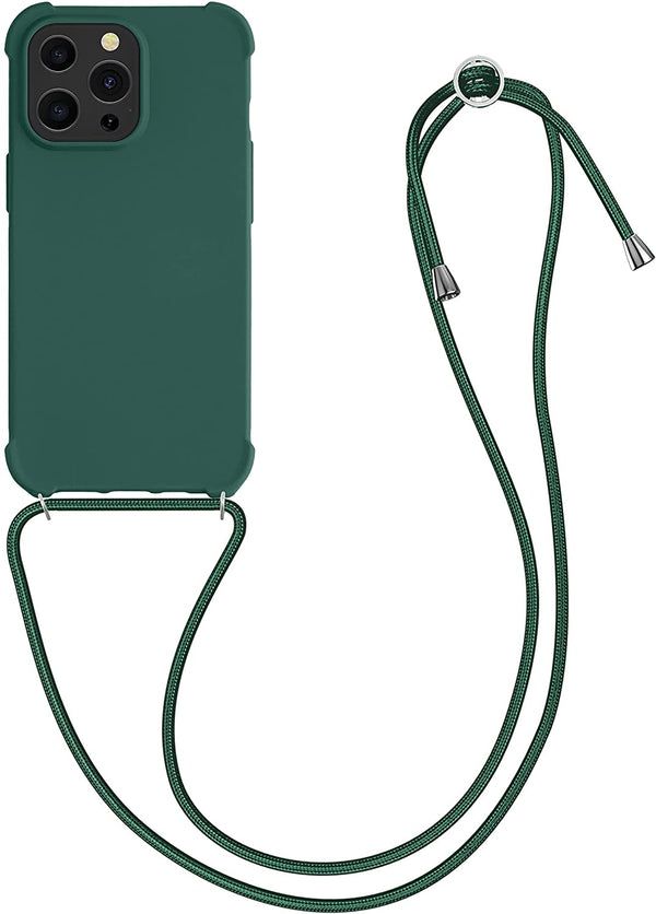 KW iPhone 13 Pro Θήκη Σιλικόνης TPU με Λουράκι - Dark Green - 55964.80