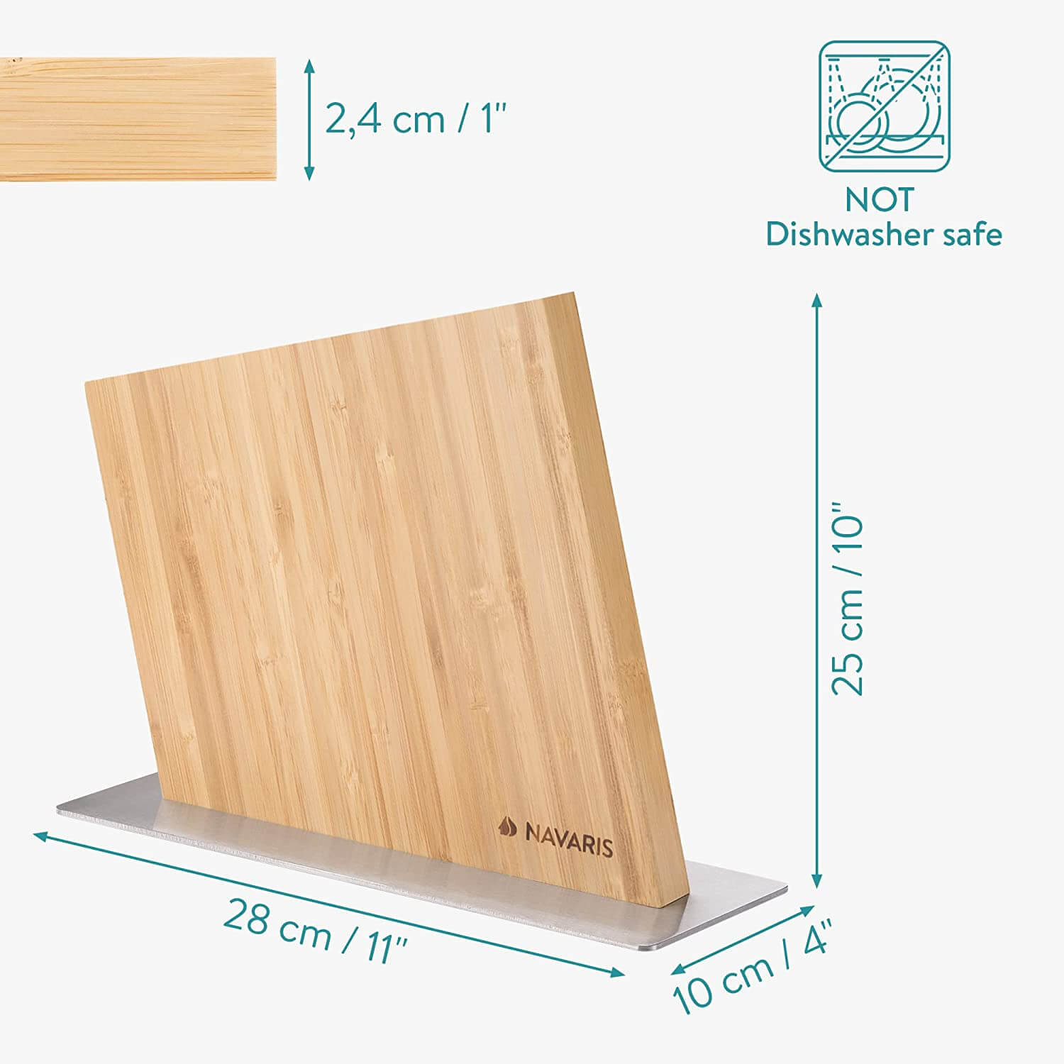 Navaris Μαγνητική Ξύλινη Βάση Μαχαιριών Διπλής Όψης - Bamboo - 59010.02
