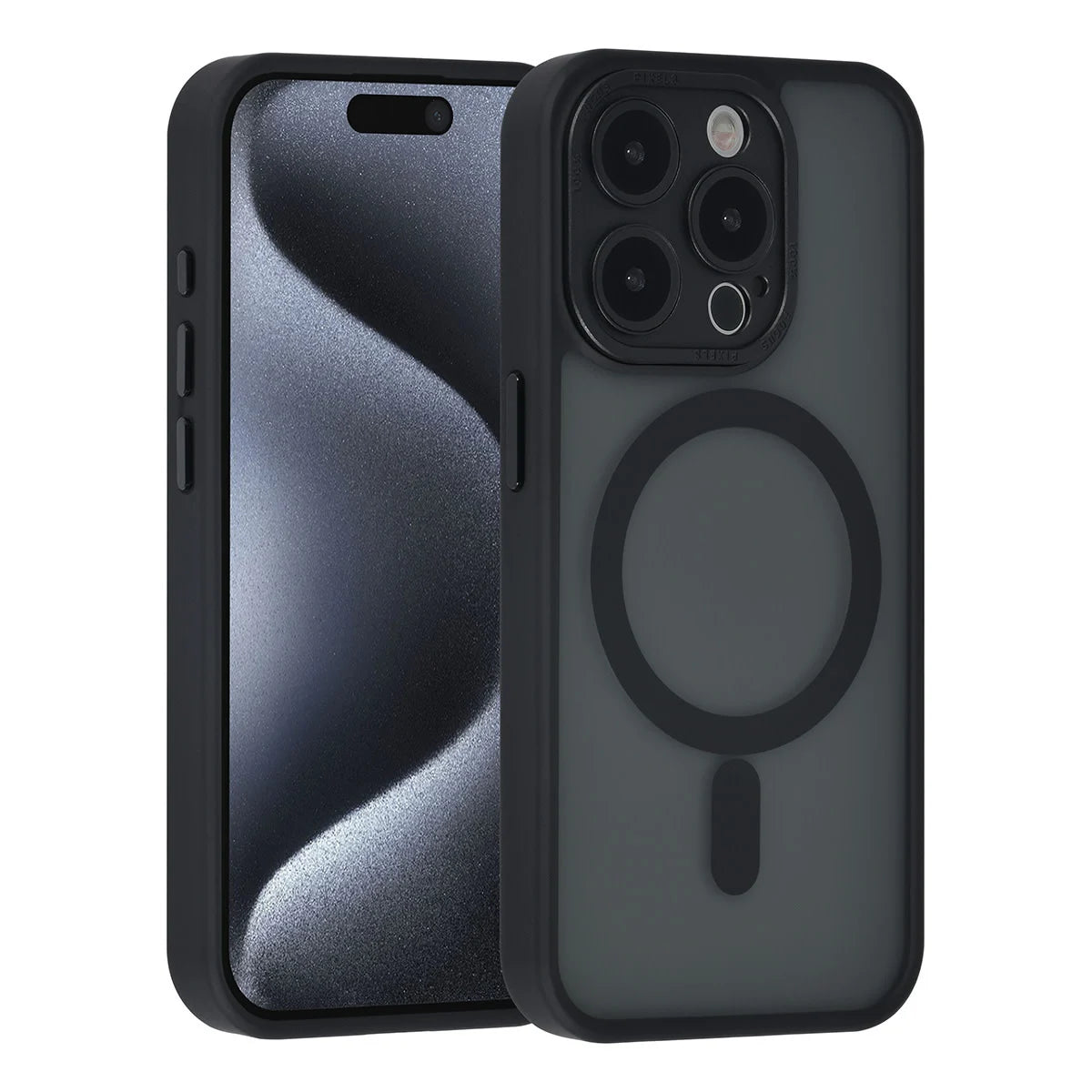 Tuniq iPhone 15 Pro - MagSafe Σκληρή Θήκη με Πλαίσιο Σιλικόνης και Προστασία Καμερών - Μαύρη