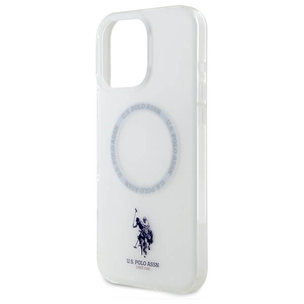 US Polo iPhone 16 Pro Max - IML Ring - MagSafe Σκληρή Θήκη με Πλαίσιο Σιλικόνης - White - USHMP16XHOCLDPW
