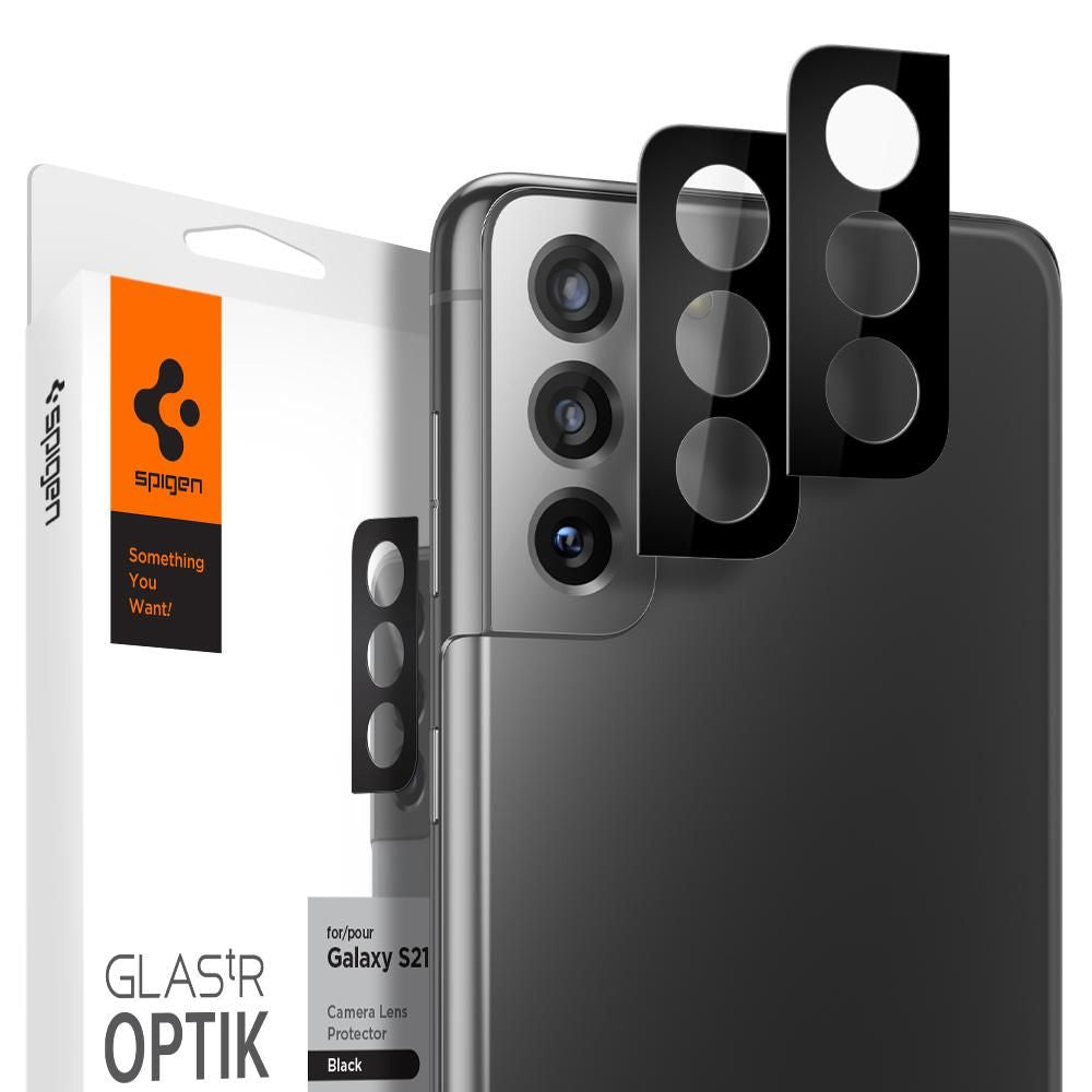 Spigen Samsung Galaxy S21 Optik.TR Αντιχαρακτικό Γυαλί για την Κάμερα - 2 Τεμάχια - Black