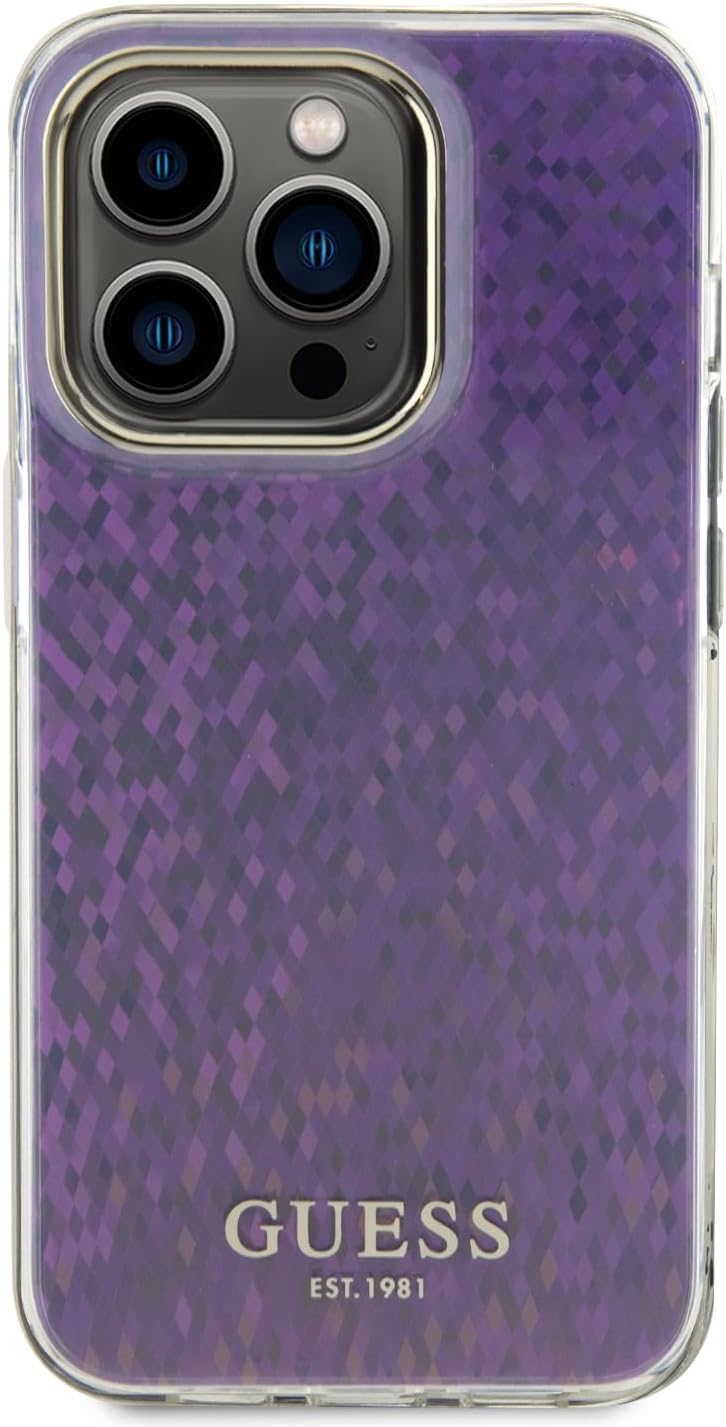 Guess iPhone 15 Pro Max IML Faceted Mirror Disco Iridescent Σκληρή Θήκη με Πλαίσιο Σιλικόνης - Pink - GUHCP15XHDECMP