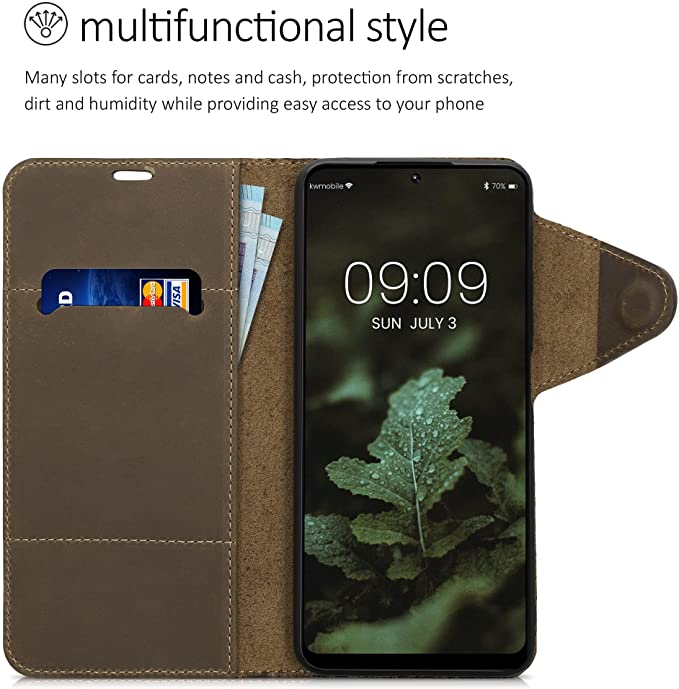 Kalibri Xiaomi Redmi Note 11 Pro / Note 11 Pro 5G Θήκη Πορτοφόλι Stand από Γνήσιο Δέρμα - Brown - 57380.05