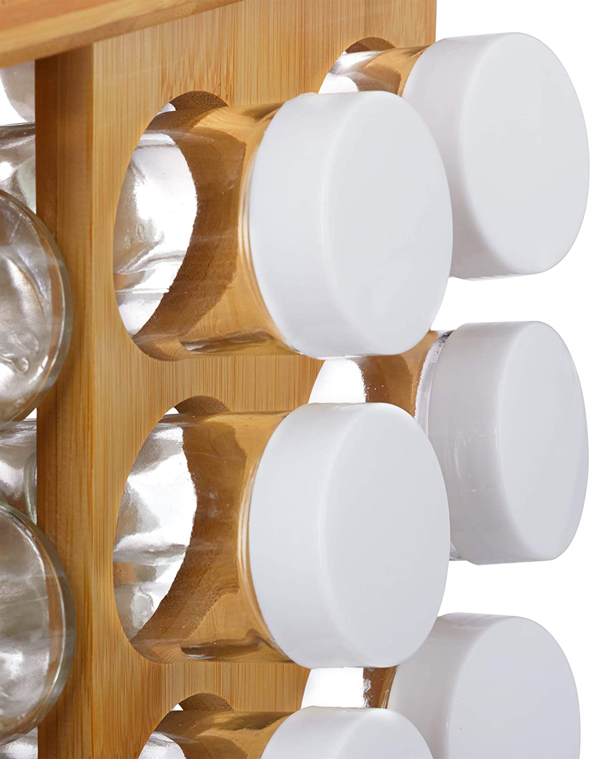 Relaxdays XXL Καρουζέλ Μπαχαρικών από Μπαμπού με 32 Δοχεία - Natural - 4052025242091