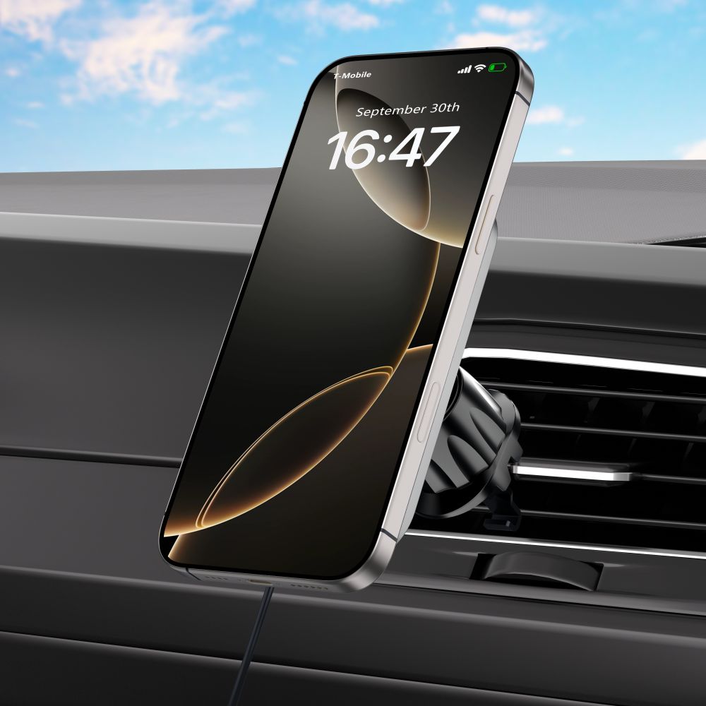 Tech-Protect MM15W-V9 Μαγνητική Βάση για το Ταμπλό και τον Αεραγωγό του Αυτοκινήτου με Ασύρματη Φόρτιση MagSafe 15W - Black