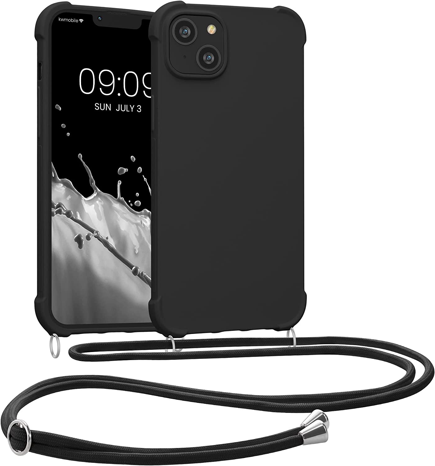 KW iPhone 14 Plus Θήκη Σιλικόνης TPU με Λουράκι - Black - 59117.01