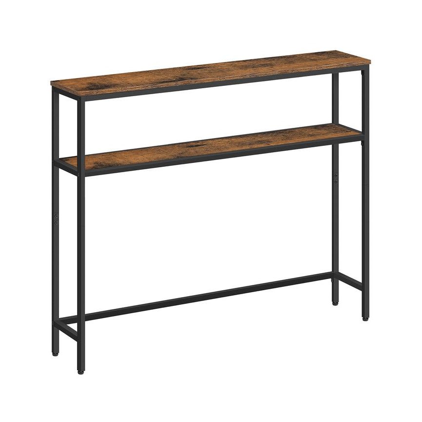 Vasagle Στενή Κονσόλα 2 Επιπέδων - 20 x 100 x 80 cm - Vintage Brown / Ink Black - LNT131K01V1