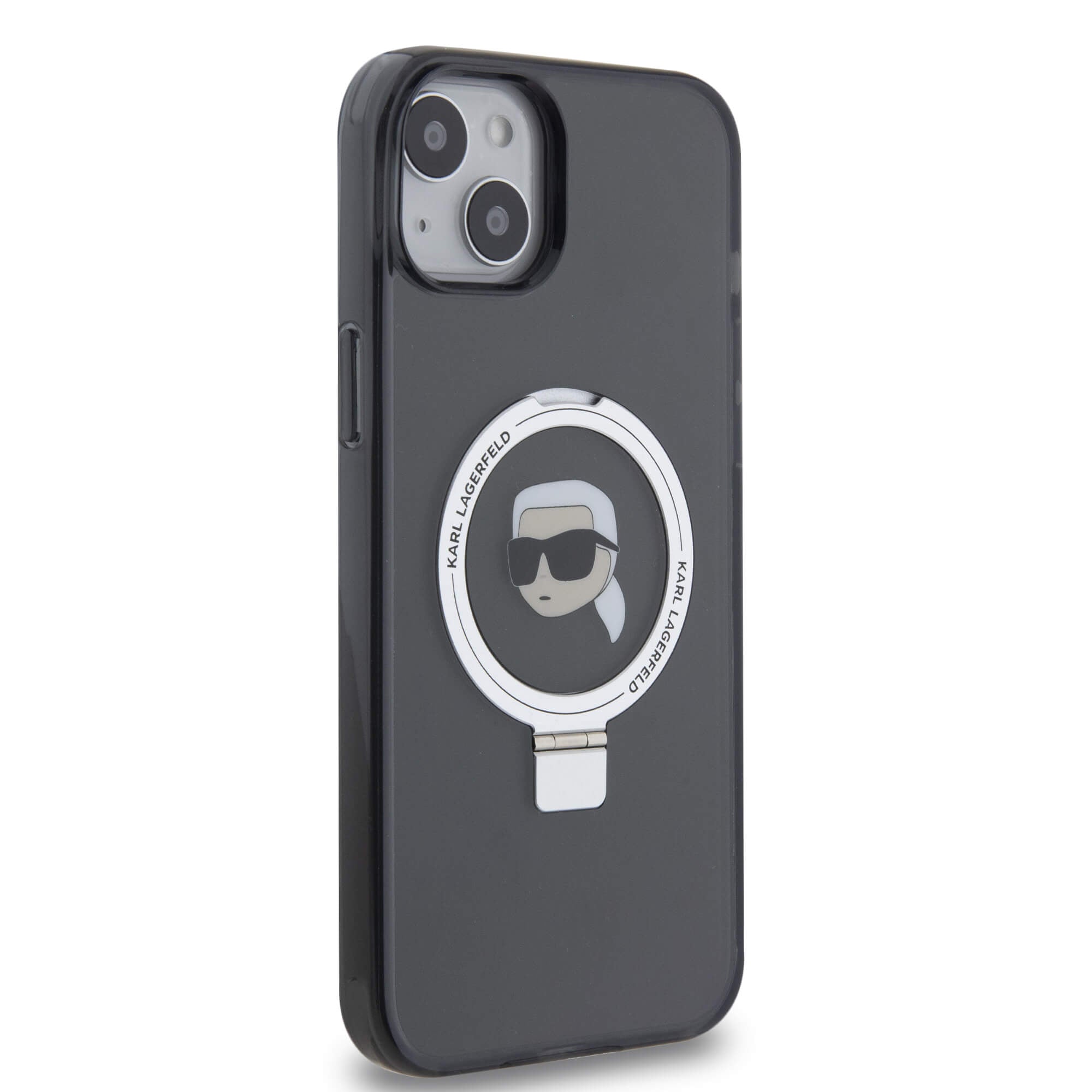 Karl Lagerfeld iPhone 15 Plus / 14 Plus Ring Stand Karl Head MagSafe Σκληρή Θήκη με Πλαίσιο Σιλικόνης και MagSafe - Black - KLHMP15MHMRSKHK