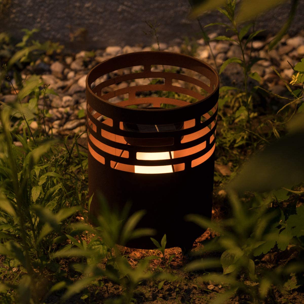 Navaris Outdoor Solar Light Drum Φωτιστικό Εξωτερικού Χώρου - Metal Fire Pit Lantern - 47541.01