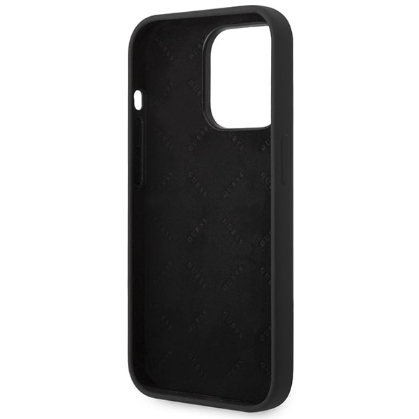Guess iPhone 14 Pro Silicone Metal Logo Script Θήκη Σιλικόνης - Black - GUHCP14LSLSMK