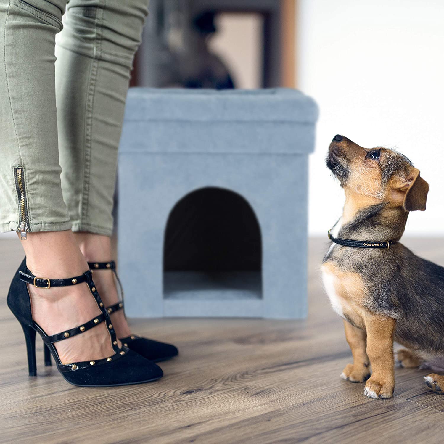 Relaxdays Σκαμπό / Σπηλιά για Γάτες - Grey - 4052025306687