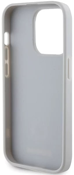 Guess iPhone 15 Pro Max 4G Strass Metal Logo Θήκη με Επένδυση Συνθετικού Δέρματος - Silver - GUHCP15XPS4DGPS