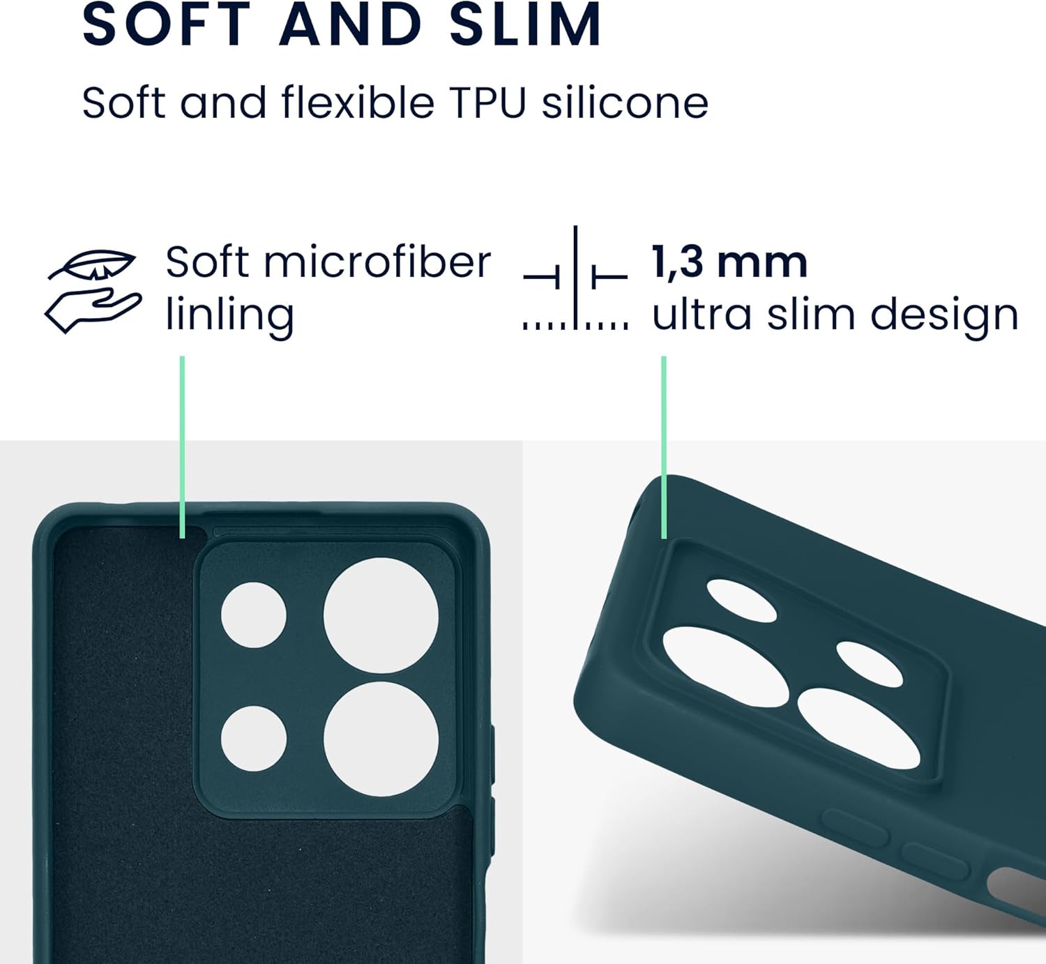 KW Xiaomi Redmi Note 13 5G Λεπτή Θήκη Σιλικόνης Rubberized TPU - Matte Petrol