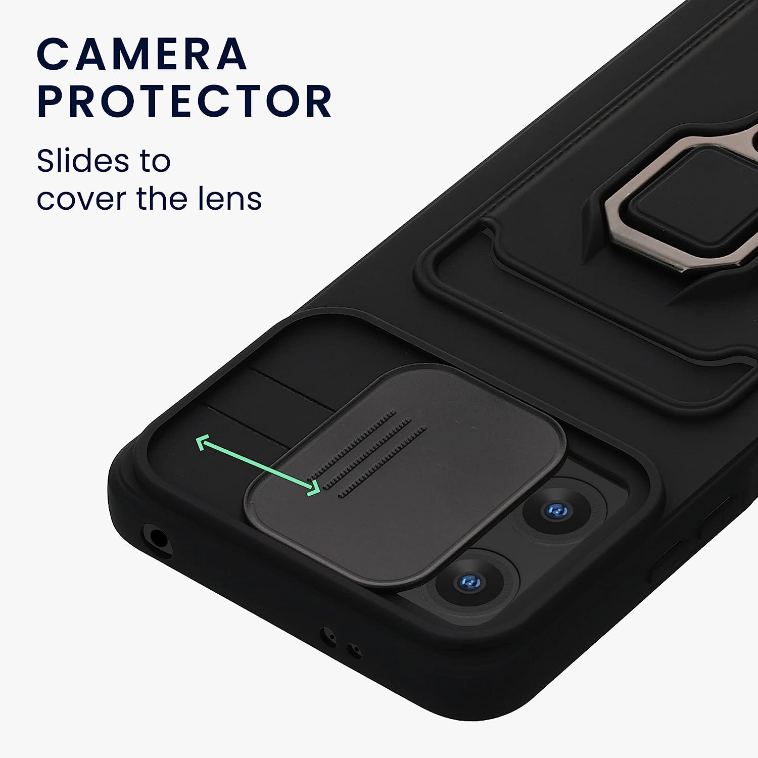 KW Xiaomi Redmi Note 12 5G / Poco X5 5G Θήκη Σιλικόνης με Κάλυμμα για την Κάμερα και Δαχτυλίδι Συγκράτησης - Black - 61182.01