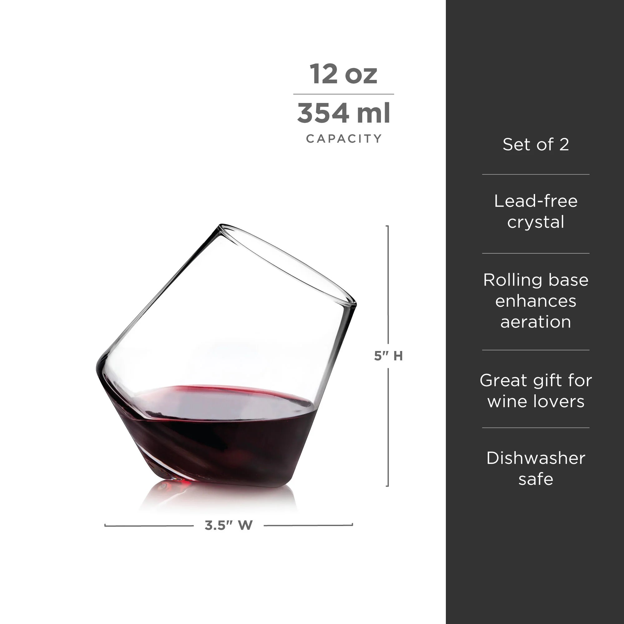 Viski Σετ με 2 Κρυστάλλινα Ποτήρια Κρασιού - 355 ml - Rolling