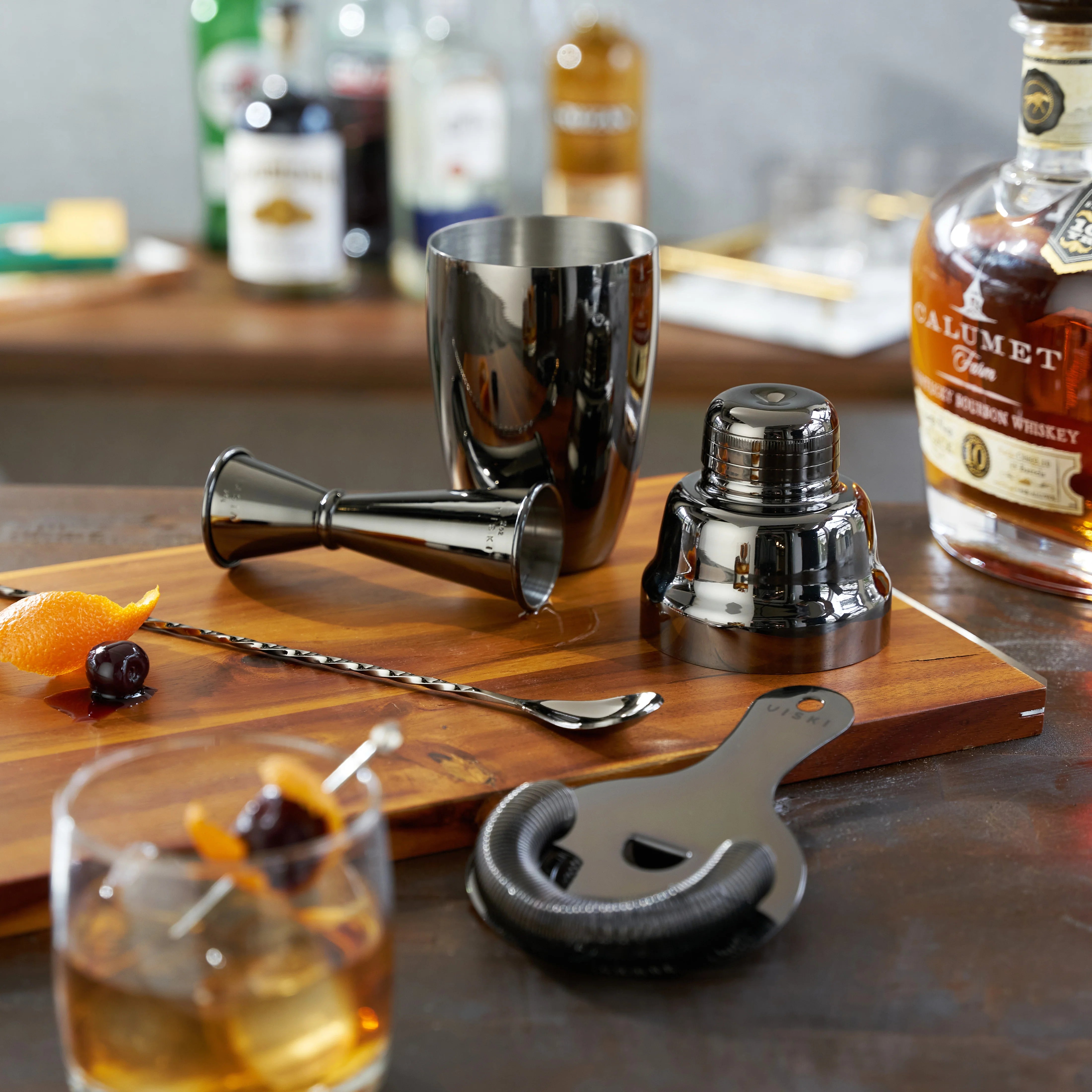 Viski Σετ Cocktail 4 Τεμαχίων από Ανοξείδωτο Ατσάλι - Warren - Gunmetal