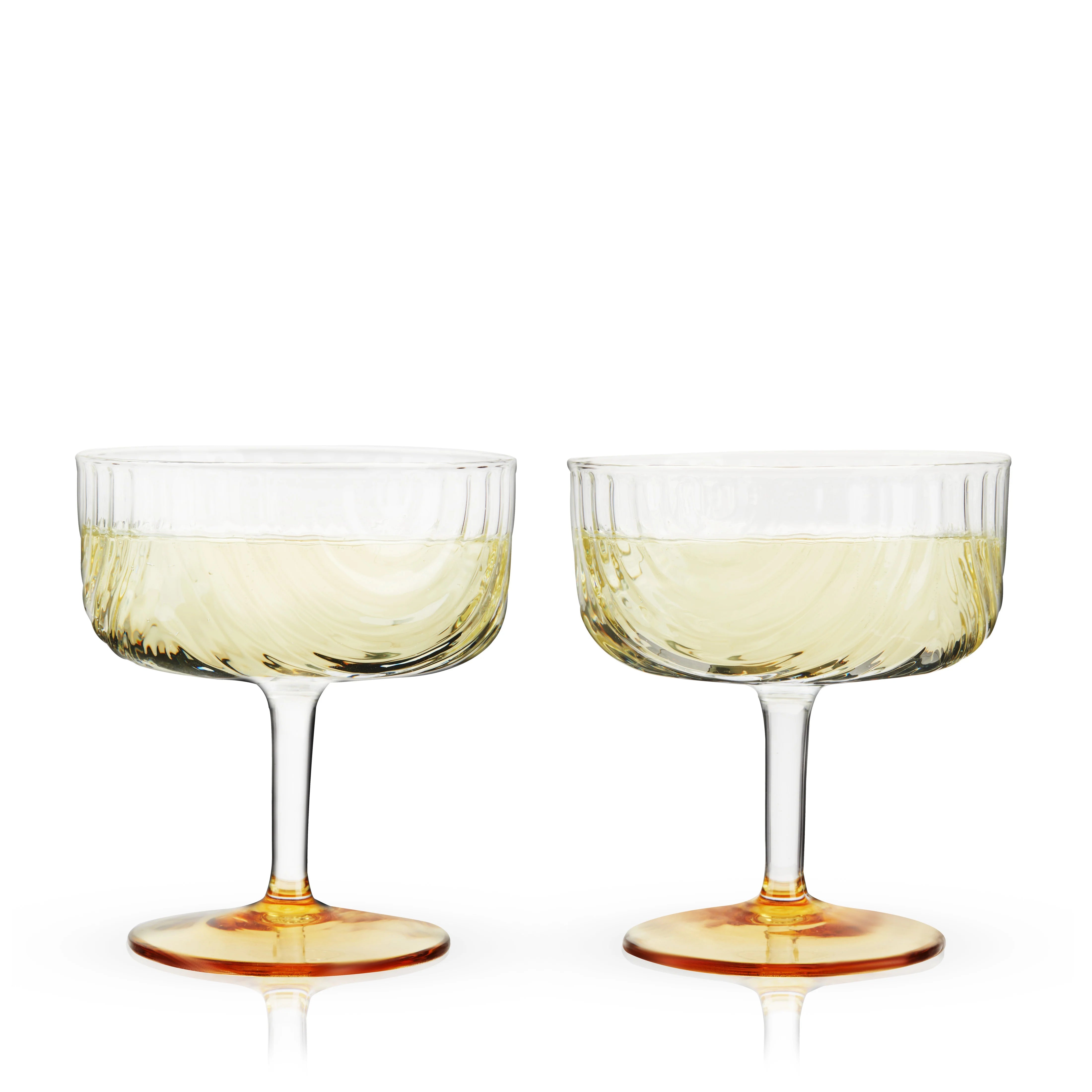 Viski Σετ με 2 Γυάλινα Ποτήρια Coupe με Χρυσή Βάση - 266 ml - Gatsby