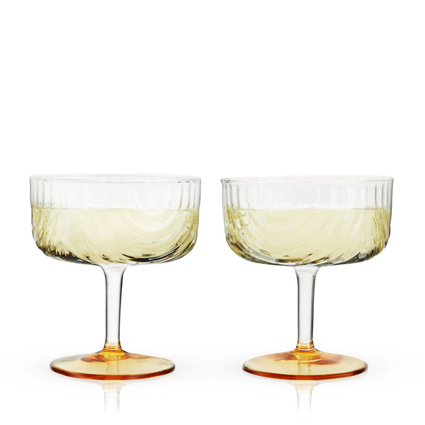 Viski Σετ με 2 Γυάλινα Ποτήρια Coupe με Χρυσή Βάση - 266 ml - Gatsby