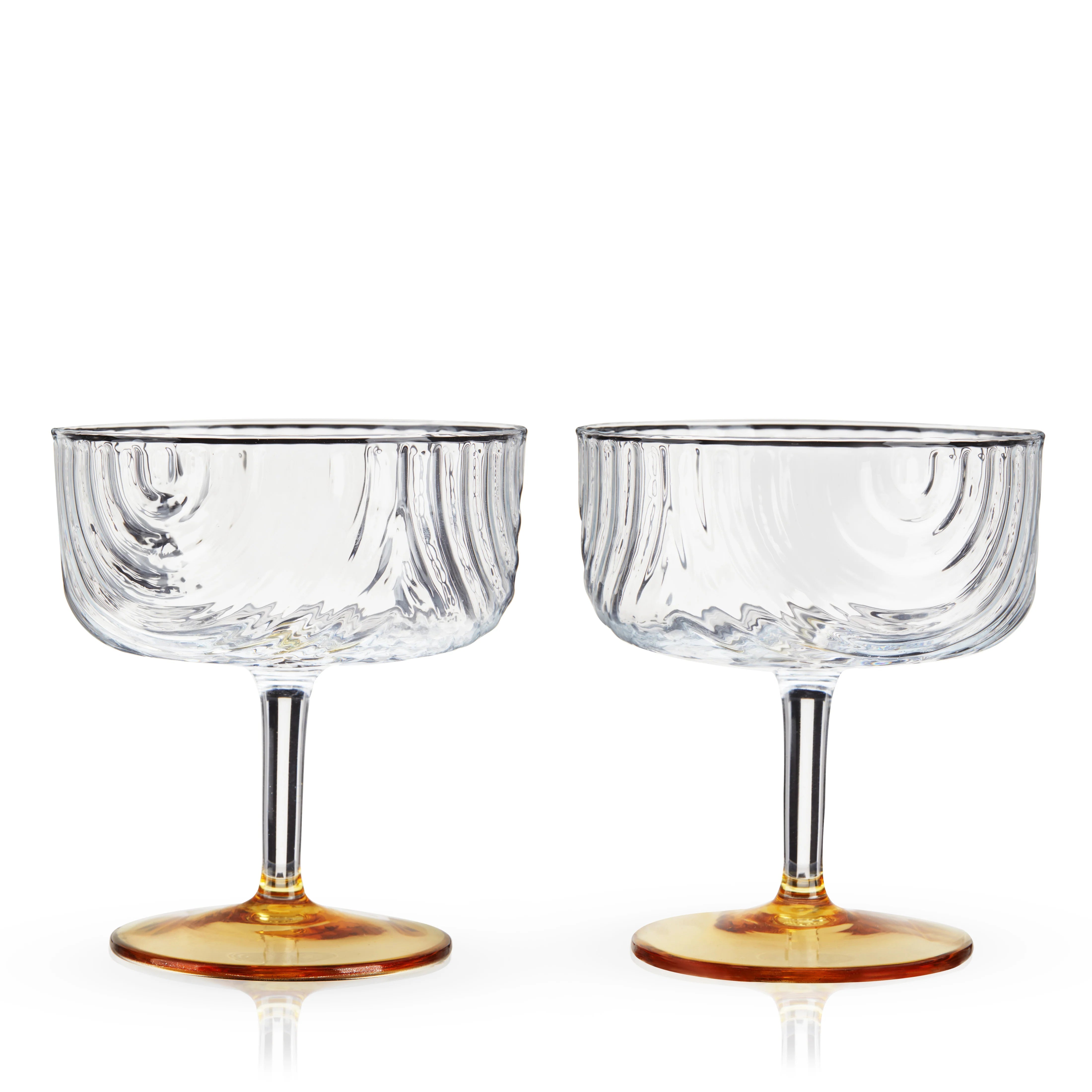 Viski Σετ με 2 Γυάλινα Ποτήρια Coupe με Χρυσή Βάση - 266 ml - Gatsby