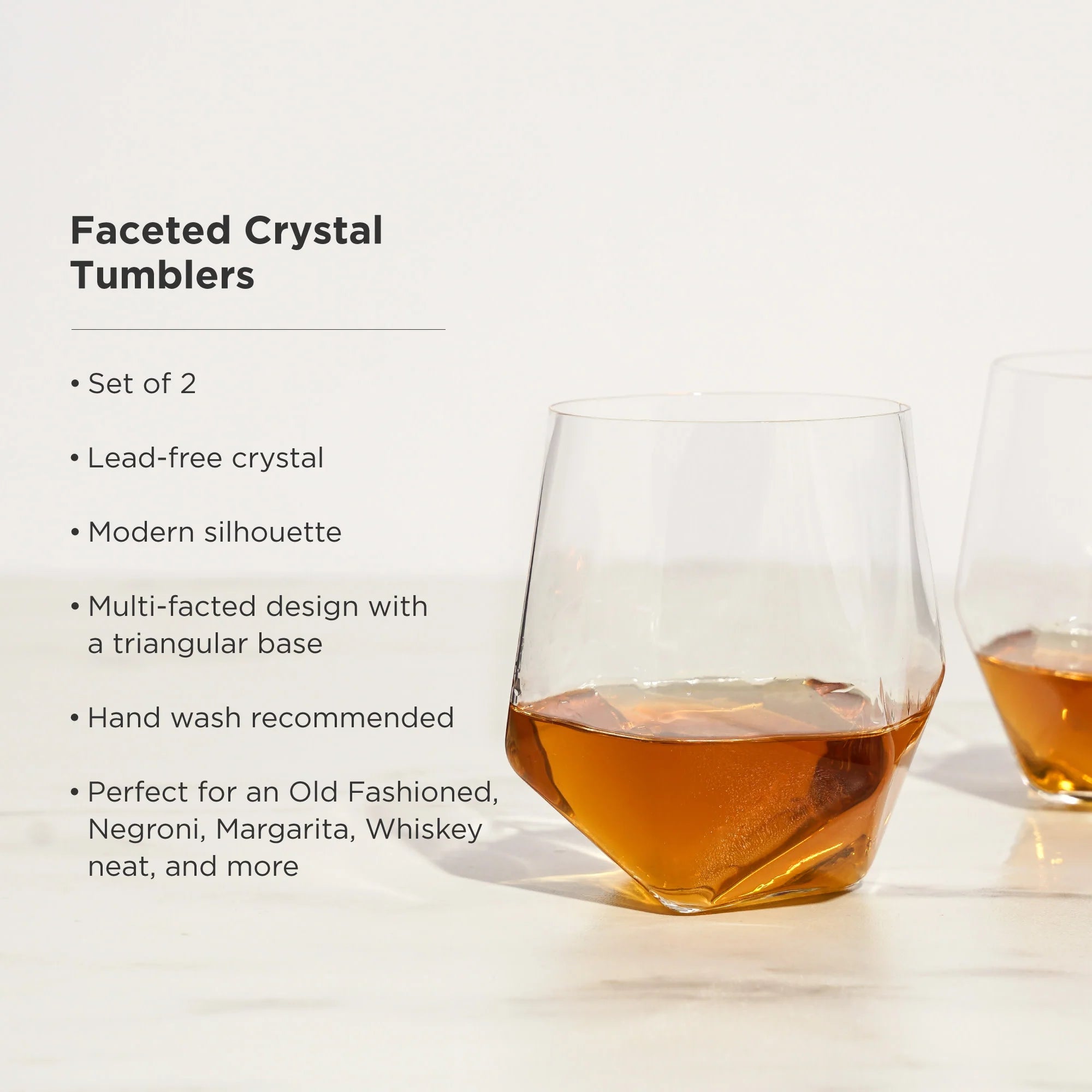 Viski Σετ με 2 Κρυστάλλινα Ποτήρια - 325 ml - Seneca Faceted