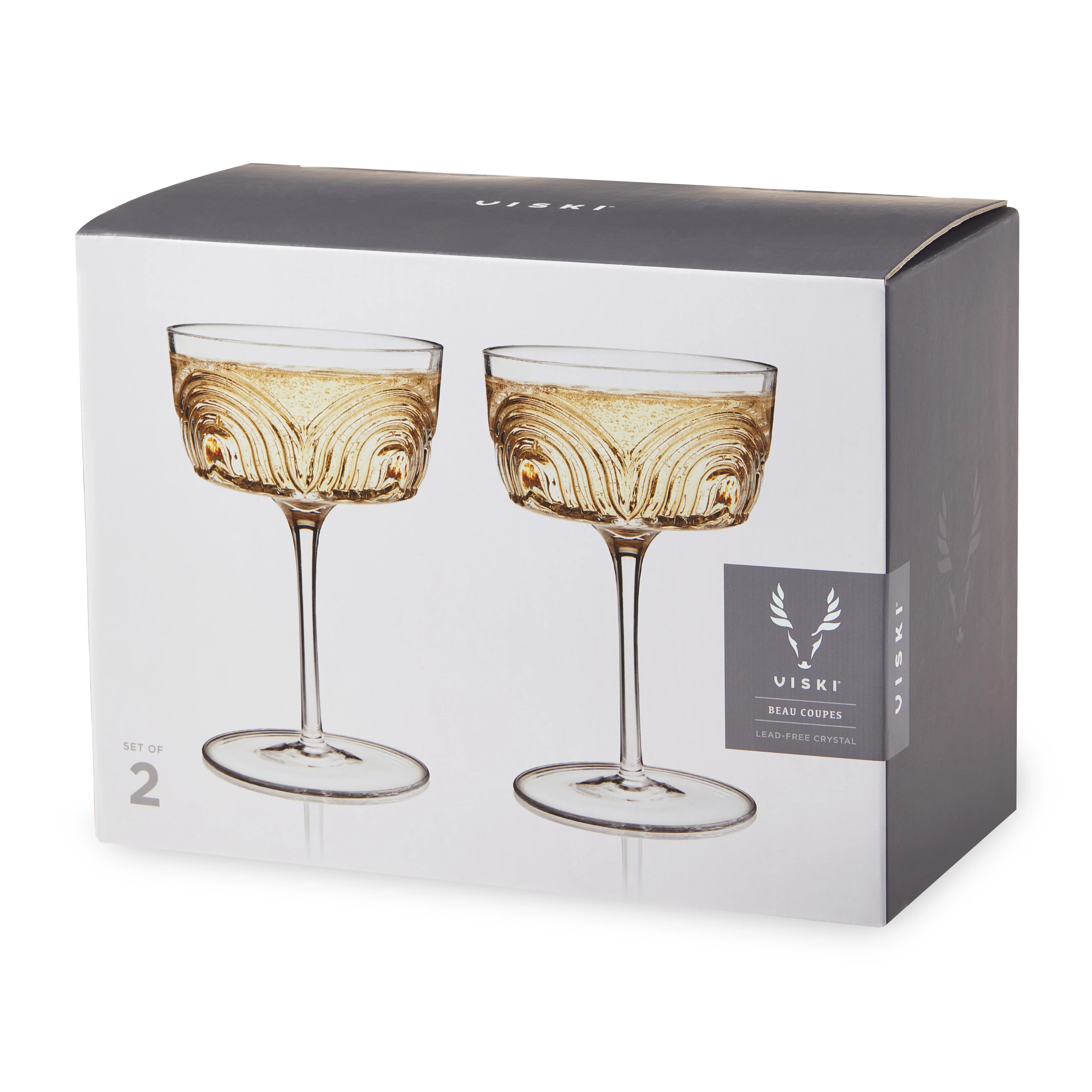 Viski Σετ με 2 Κρυστάλλινα Ποτήρια Cocktail Coupe - 220 ml - Beau
