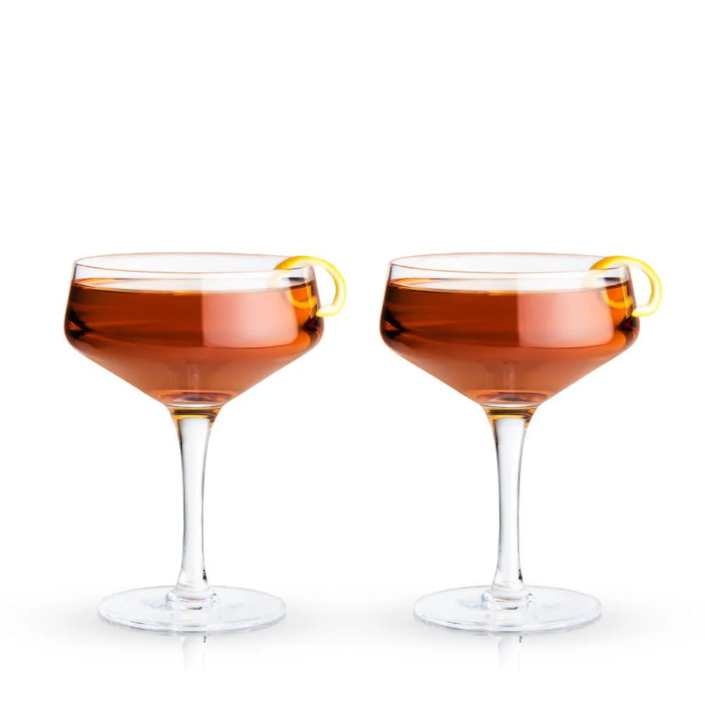Viski Σετ με 2 Κρυστάλλινα Ποτήρια για Cocktail / Σαμπάνια - Coupe - 210 ml - Raye Angled